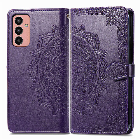 Custodia Portafoglio In Pelle Fantasia Modello Cover con Supporto per Samsung Galaxy M13 4G Viola