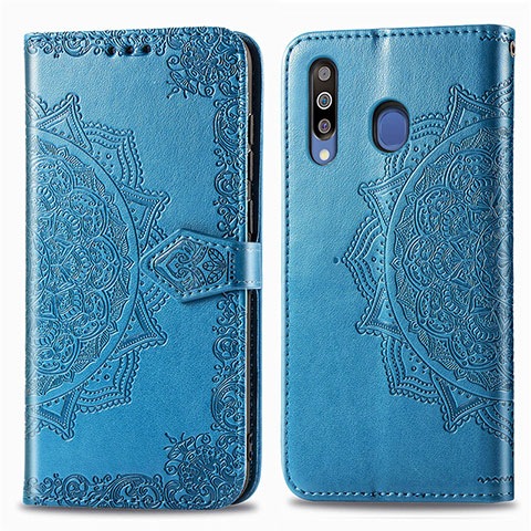 Custodia Portafoglio In Pelle Fantasia Modello Cover con Supporto per Samsung Galaxy M30 Blu