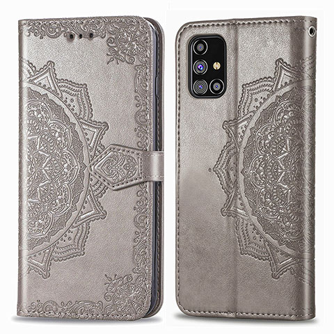 Custodia Portafoglio In Pelle Fantasia Modello Cover con Supporto per Samsung Galaxy M31s Grigio