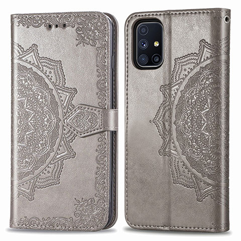 Custodia Portafoglio In Pelle Fantasia Modello Cover con Supporto per Samsung Galaxy M51 Grigio