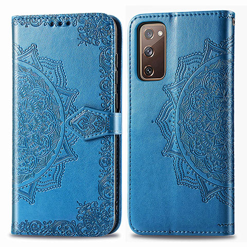 Custodia Portafoglio In Pelle Fantasia Modello Cover con Supporto per Samsung Galaxy S20 FE 4G Blu