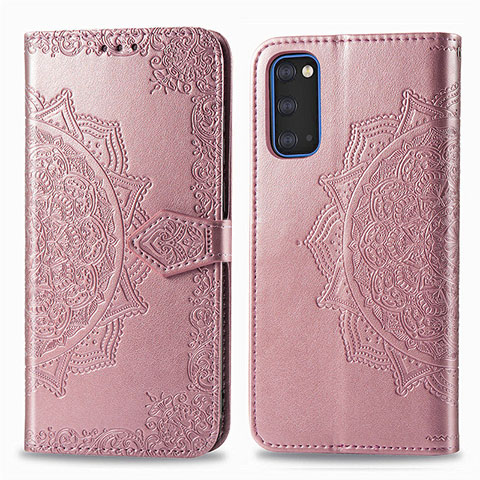 Custodia Portafoglio In Pelle Fantasia Modello Cover con Supporto per Samsung Galaxy S20 Oro Rosa