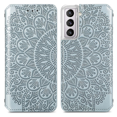 Custodia Portafoglio In Pelle Fantasia Modello Cover con Supporto per Samsung Galaxy S21 FE 5G Grigio