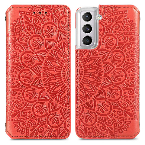 Custodia Portafoglio In Pelle Fantasia Modello Cover con Supporto per Samsung Galaxy S21 FE 5G Rosso