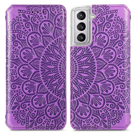 Custodia Portafoglio In Pelle Fantasia Modello Cover con Supporto per Samsung Galaxy S21 FE 5G Viola