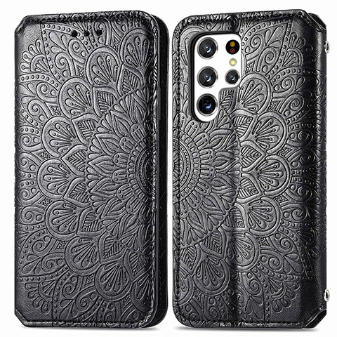 Custodia Portafoglio In Pelle Fantasia Modello Cover con Supporto per Samsung Galaxy S21 Ultra 5G Nero