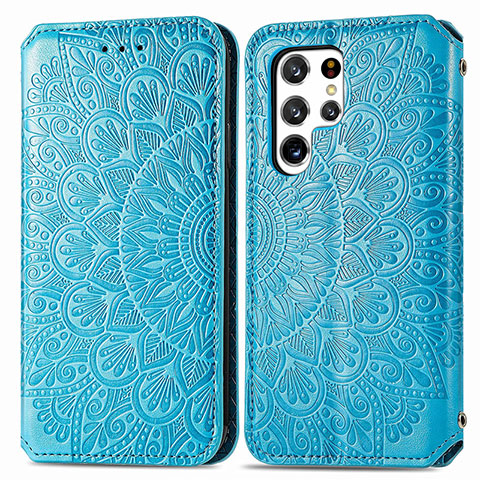 Custodia Portafoglio In Pelle Fantasia Modello Cover con Supporto per Samsung Galaxy S25 Ultra 5G Blu