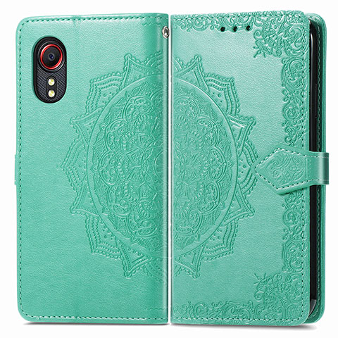 Custodia Portafoglio In Pelle Fantasia Modello Cover con Supporto per Samsung Galaxy XCover 5 SM-G525F Verde