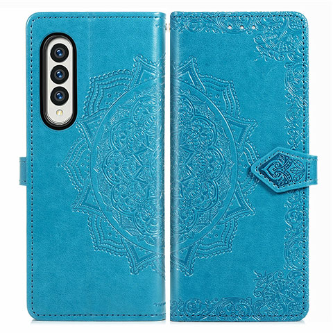 Custodia Portafoglio In Pelle Fantasia Modello Cover con Supporto per Samsung Galaxy Z Fold4 5G Blu