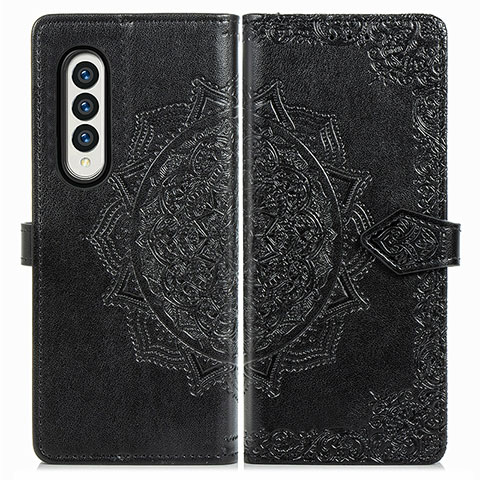 Custodia Portafoglio In Pelle Fantasia Modello Cover con Supporto per Samsung Galaxy Z Fold4 5G Nero