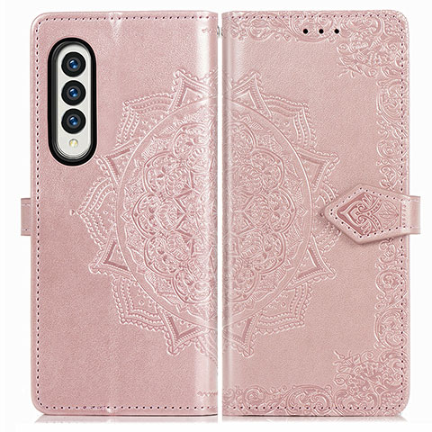 Custodia Portafoglio In Pelle Fantasia Modello Cover con Supporto per Samsung Galaxy Z Fold4 5G Oro Rosa