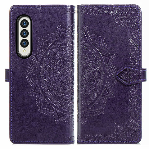 Custodia Portafoglio In Pelle Fantasia Modello Cover con Supporto per Samsung Galaxy Z Fold4 5G Viola