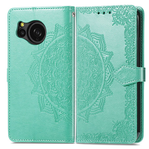 Custodia Portafoglio In Pelle Fantasia Modello Cover con Supporto per Sharp Aquos Sense8 Verde