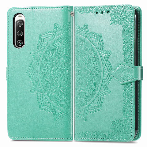 Custodia Portafoglio In Pelle Fantasia Modello Cover con Supporto per Sony Xperia 10 V Verde