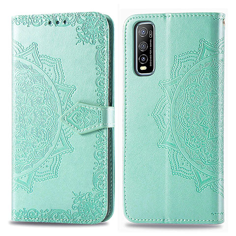 Custodia Portafoglio In Pelle Fantasia Modello Cover con Supporto per Vivo iQOO U1 Verde