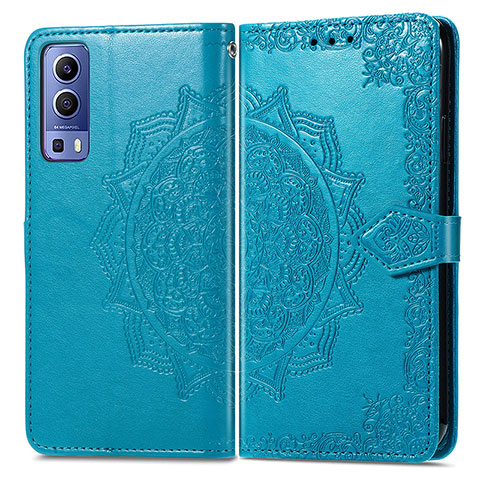 Custodia Portafoglio In Pelle Fantasia Modello Cover con Supporto per Vivo iQOO Z3 5G Blu