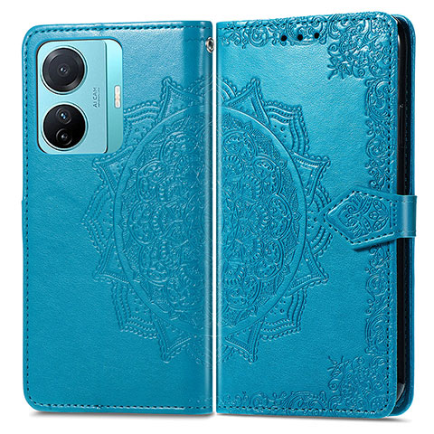 Custodia Portafoglio In Pelle Fantasia Modello Cover con Supporto per Vivo iQOO Z6 Pro 5G Blu