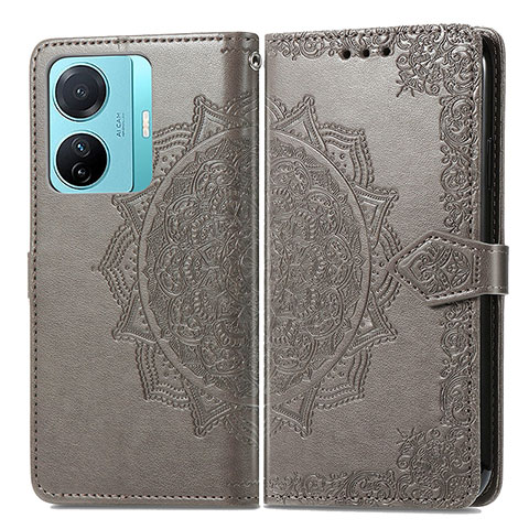 Custodia Portafoglio In Pelle Fantasia Modello Cover con Supporto per Vivo iQOO Z6 Pro 5G Grigio