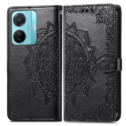 Custodia Portafoglio In Pelle Fantasia Modello Cover con Supporto per Vivo iQOO Z6 Pro 5G Nero