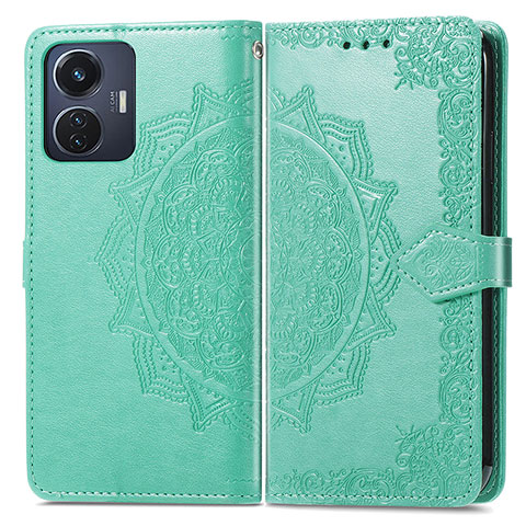 Custodia Portafoglio In Pelle Fantasia Modello Cover con Supporto per Vivo T1 4G Verde