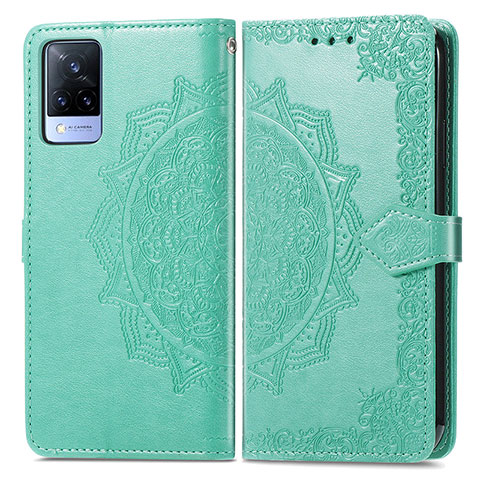 Custodia Portafoglio In Pelle Fantasia Modello Cover con Supporto per Vivo V21 5G Verde