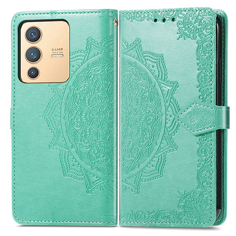 Custodia Portafoglio In Pelle Fantasia Modello Cover con Supporto per Vivo V23 5G Verde