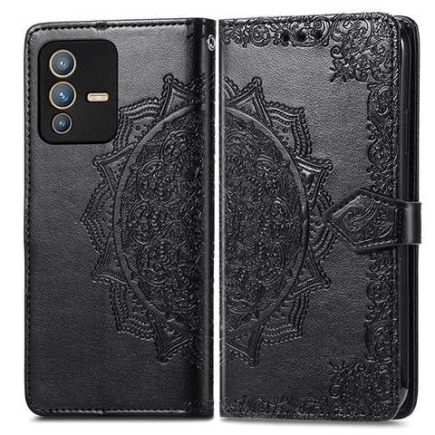 Custodia Portafoglio In Pelle Fantasia Modello Cover con Supporto per Vivo V23 Pro 5G Nero