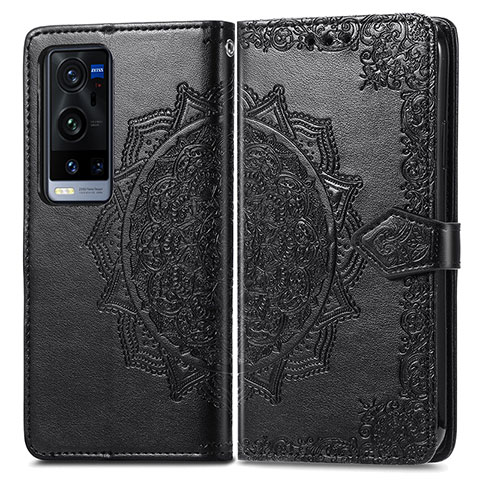 Custodia Portafoglio In Pelle Fantasia Modello Cover con Supporto per Vivo X60 Pro+ Plus 5G Nero