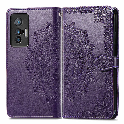 Custodia Portafoglio In Pelle Fantasia Modello Cover con Supporto per Vivo X70t Viola