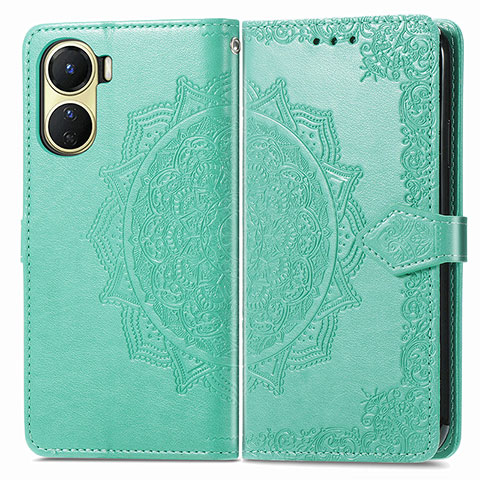 Custodia Portafoglio In Pelle Fantasia Modello Cover con Supporto per Vivo Y02S Verde