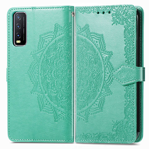 Custodia Portafoglio In Pelle Fantasia Modello Cover con Supporto per Vivo Y20G Verde