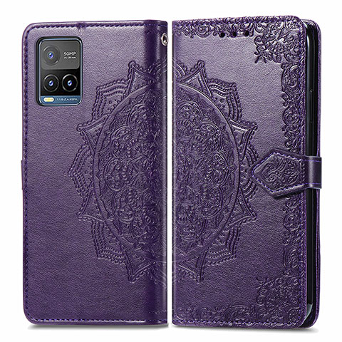 Custodia Portafoglio In Pelle Fantasia Modello Cover con Supporto per Vivo Y21a Viola