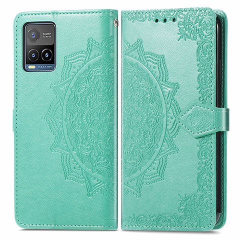 Custodia Portafoglio In Pelle Fantasia Modello Cover con Supporto per Vivo Y21e Verde