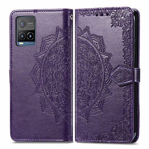 Custodia Portafoglio In Pelle Fantasia Modello Cover con Supporto per Vivo Y21t Viola