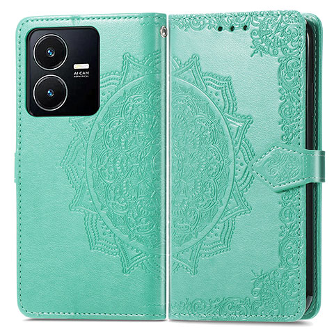 Custodia Portafoglio In Pelle Fantasia Modello Cover con Supporto per Vivo Y22 Verde