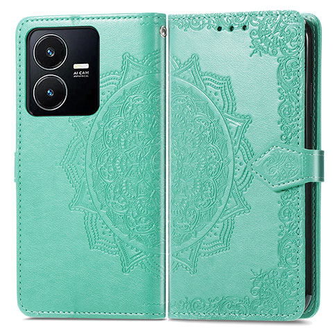 Custodia Portafoglio In Pelle Fantasia Modello Cover con Supporto per Vivo Y22s Verde