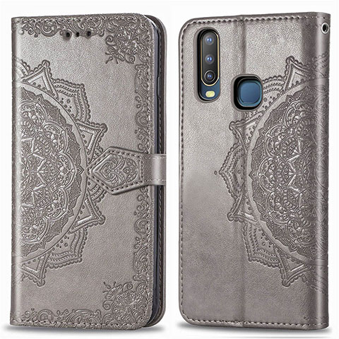 Custodia Portafoglio In Pelle Fantasia Modello Cover con Supporto per Vivo Y3 Grigio