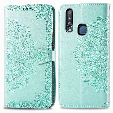 Custodia Portafoglio In Pelle Fantasia Modello Cover con Supporto per Vivo Y3 Verde