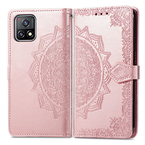 Custodia Portafoglio In Pelle Fantasia Modello Cover con Supporto per Vivo Y31s 5G Oro Rosa