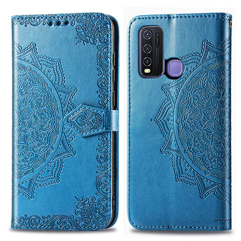 Custodia Portafoglio In Pelle Fantasia Modello Cover con Supporto per Vivo Y50 Blu