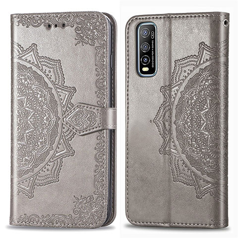 Custodia Portafoglio In Pelle Fantasia Modello Cover con Supporto per Vivo Y50t Grigio