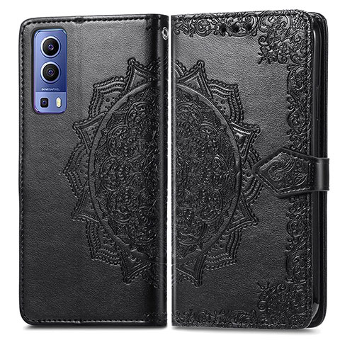 Custodia Portafoglio In Pelle Fantasia Modello Cover con Supporto per Vivo Y52 5G Nero