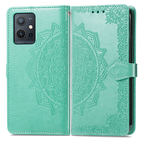 Custodia Portafoglio In Pelle Fantasia Modello Cover con Supporto per Vivo Y55 5G Verde