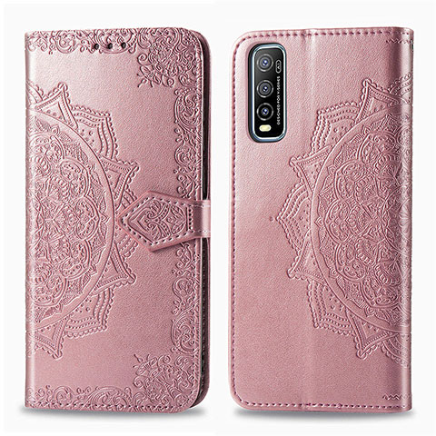 Custodia Portafoglio In Pelle Fantasia Modello Cover con Supporto per Vivo Y70t 5G Oro Rosa