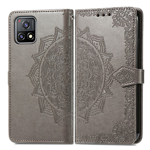 Custodia Portafoglio In Pelle Fantasia Modello Cover con Supporto per Vivo Y72 India Grigio