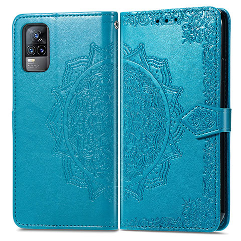 Custodia Portafoglio In Pelle Fantasia Modello Cover con Supporto per Vivo Y73 (2021) Blu