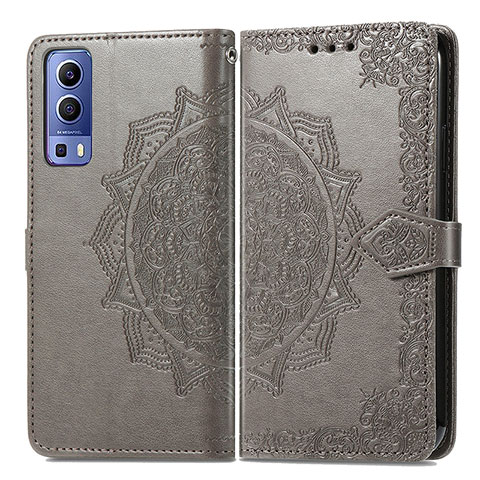 Custodia Portafoglio In Pelle Fantasia Modello Cover con Supporto per Vivo Y75s 5G Grigio