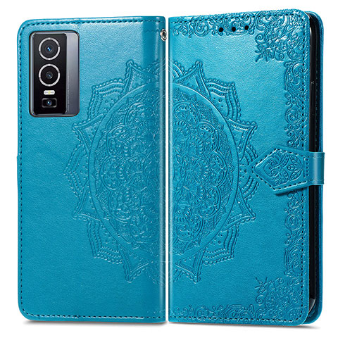 Custodia Portafoglio In Pelle Fantasia Modello Cover con Supporto per Vivo Y76 5G Blu