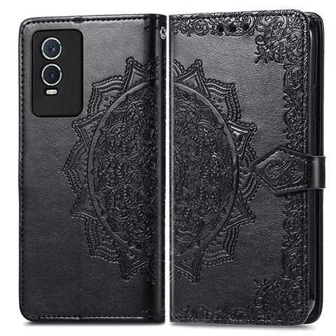 Custodia Portafoglio In Pelle Fantasia Modello Cover con Supporto per Vivo Y76s 5G Nero