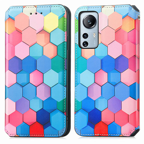 Custodia Portafoglio In Pelle Fantasia Modello Cover con Supporto per Xiaomi Mi 12 5G Blu